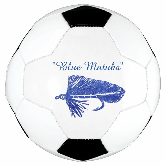 Balón De Fútbol Blue Matuka streamer, fly fish, fly tying art (Anverso)