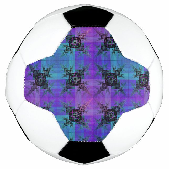 Balón De Fútbol Bola de Alegría Fractal Aqua y Lilac (Anverso)