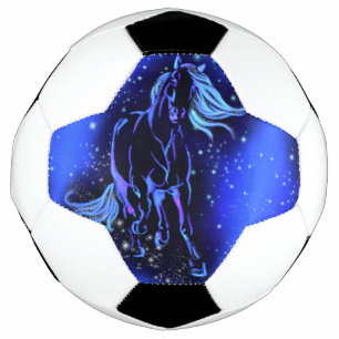 Balón De Fútbol Bola De Fútbol De Caballo Corriendo En Noche Azul