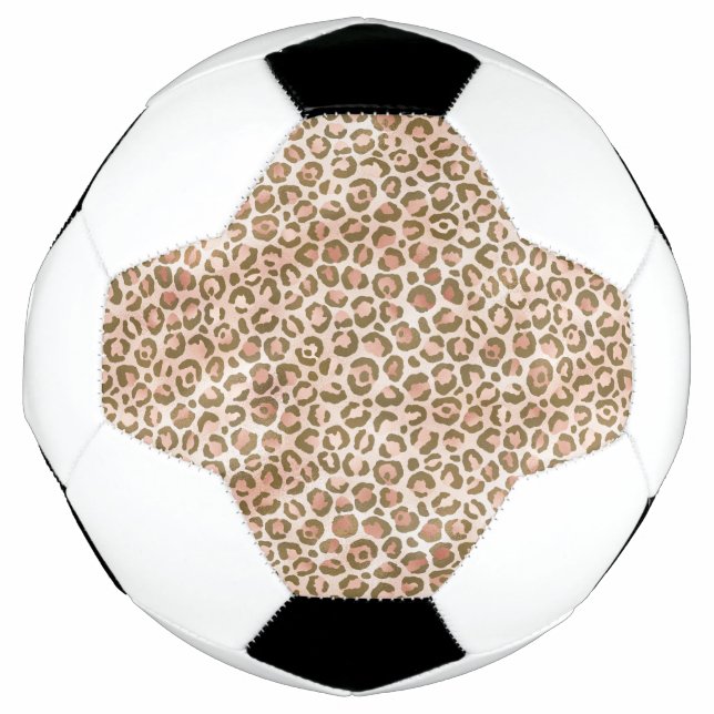 Balón De Fútbol Bonito Peach Brown Leopard Print (Anverso)