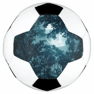 Balón De Fútbol Bosque Encantador Nocturno con Luna Llena