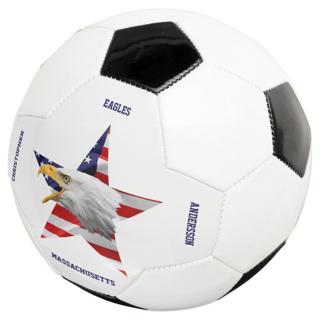 Balón De Fútbol Bravo águila calva, la bandera estadounidense, est (Tres cuartos)