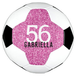Balón De Fútbol Bright Bubblegum Pink Sparkly Number y Name