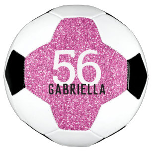 Balón De Fútbol Bright Bubblegum Pink Sparkly Number y Name