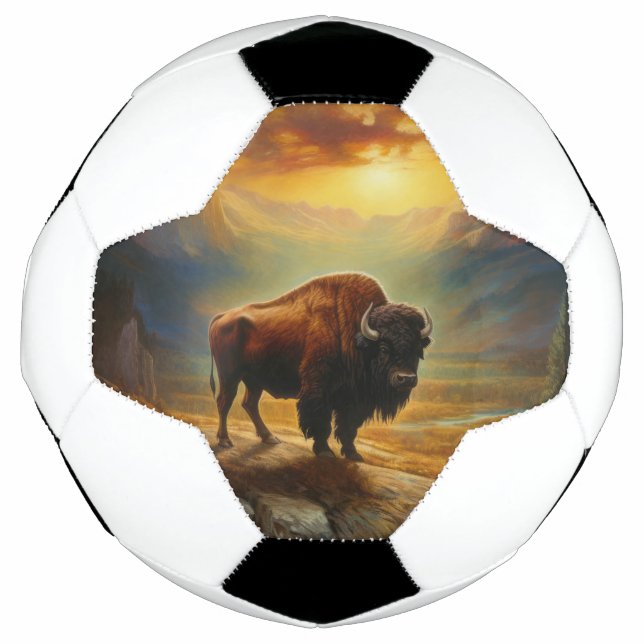 Balón De Fútbol Buffalo Bison Sunset Silhouette (Anverso)