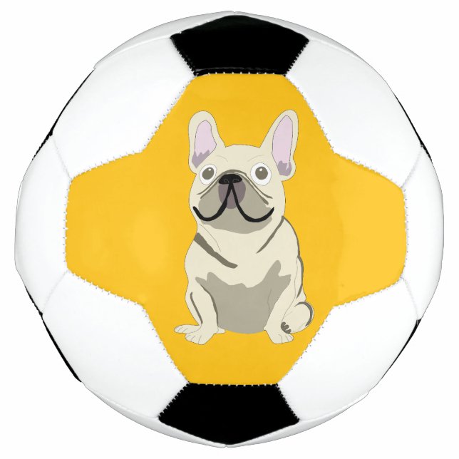 Balón De Fútbol Bulldog Francés Crema (Anverso)