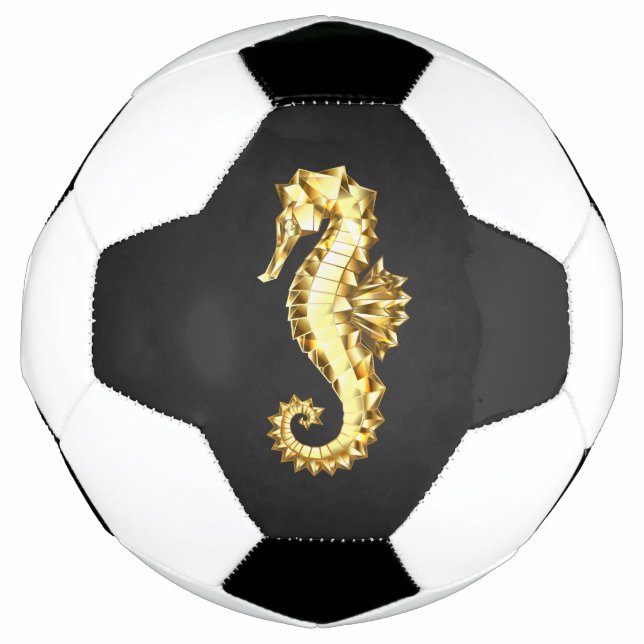 Balón De Fútbol Caballo marino polígono de oro (Anverso)