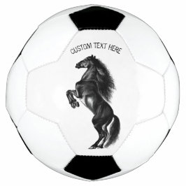 Balón De Fútbol Caballo salvaje negro vertical - Añadir tu texto