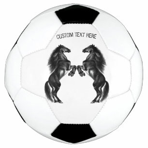 Balón De Fútbol Caballos salvajes negros erguidos - Añade tu texto