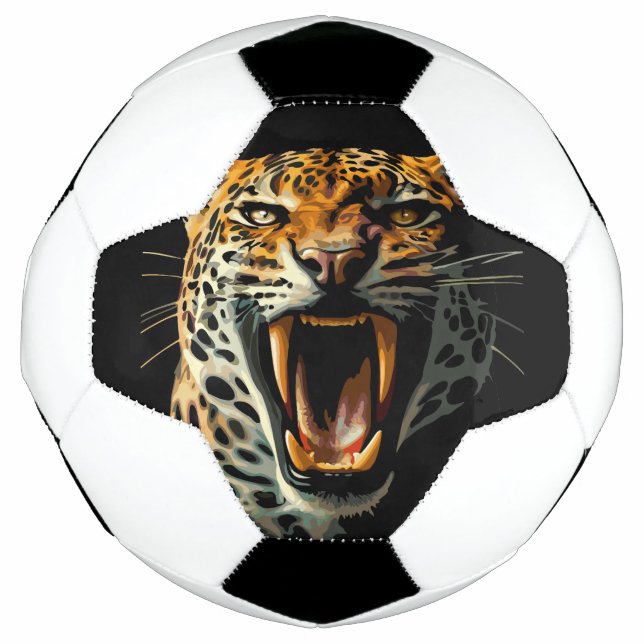 Balón De Fútbol Cabeza de ataque ruidosa de leopardo (Anverso)