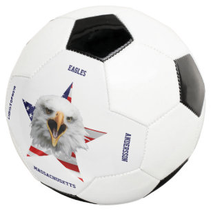 Balón De Fútbol Cabeza De Un Águila Calva, Estrella, Bandera De Es