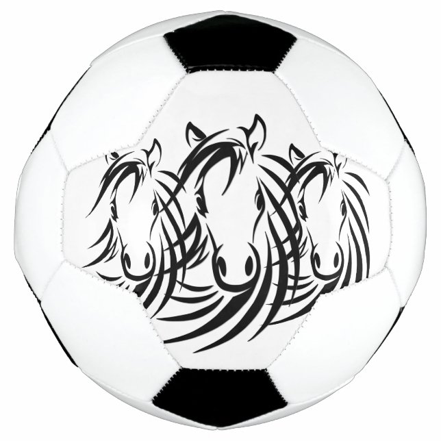 Balón De Fútbol Cabezas de caballo negro (Anverso)