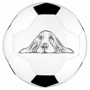 Balón De Fútbol cachorro de ojos simples negro y blanco de basset