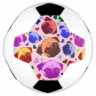 Balón De Fútbol Cachorro Pug PopArt Estilo Retro