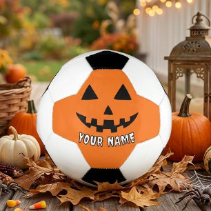 Balón De Fútbol Calabaza Naranja Personalizada de Halloween con Tu