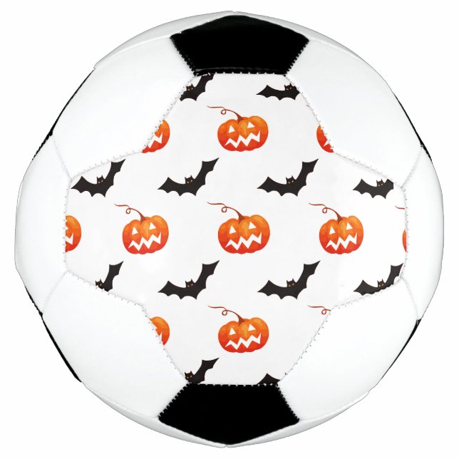 Balón De Fútbol Calabazas y murciélagos de Halloween, truco o truc (Anverso)