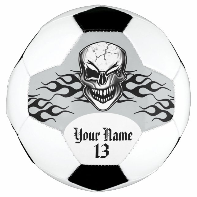 Balón De Fútbol Calavera y llama de guiño de invierno personalizad (Anverso)