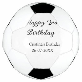 Balón De Fútbol caligrafía simple mínimo feliz segundo cumpleaños