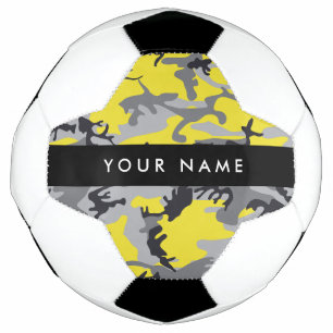 Balón De Fútbol Camuflaje Amarillo y Gris Personaliza tu nombre