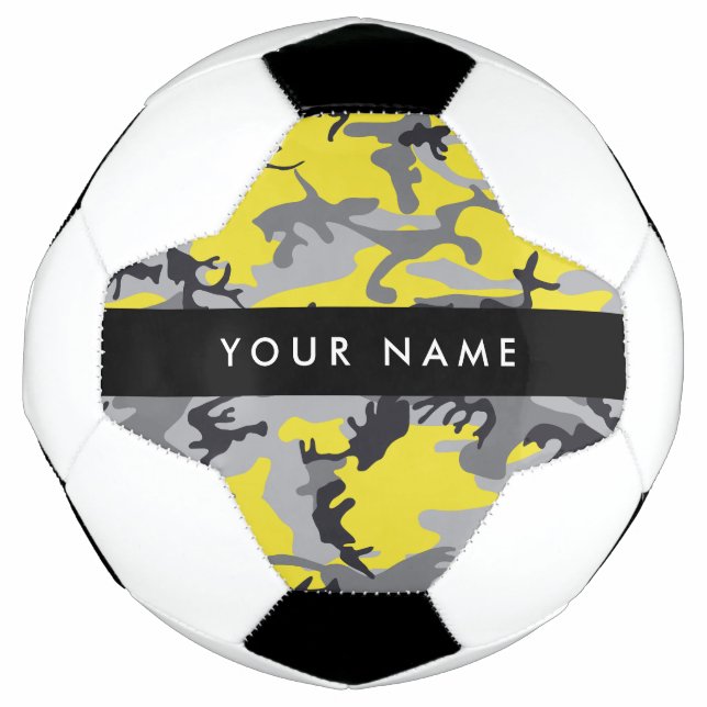 Balón De Fútbol Camuflaje amarillo y gris Tu nombre personaliza (Anverso)