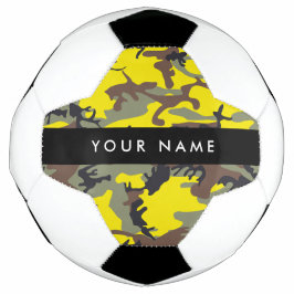 Balón De Fútbol Camuflaje amarillo y marrón Tu nombre Personaliza
