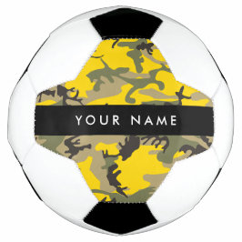 Balón De Fútbol Camuflaje amarillo y verde Tu nombre Personaliza