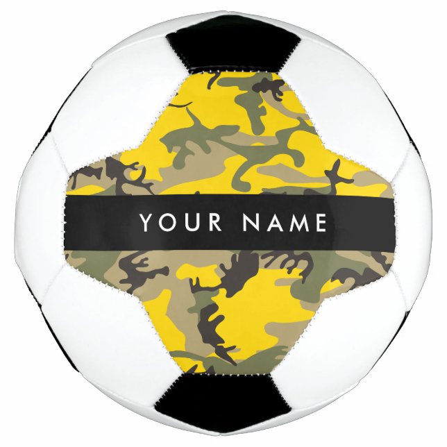 Balón De Fútbol Camuflaje amarillo y verde Tu nombre Personaliza (Anverso)