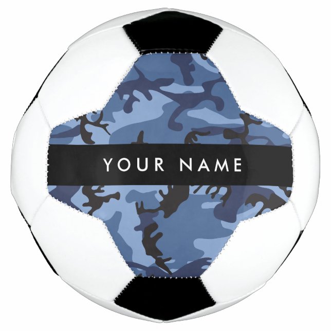 Balón De Fútbol Camuflaje azul marino Tu nombre Personaliza (Anverso)