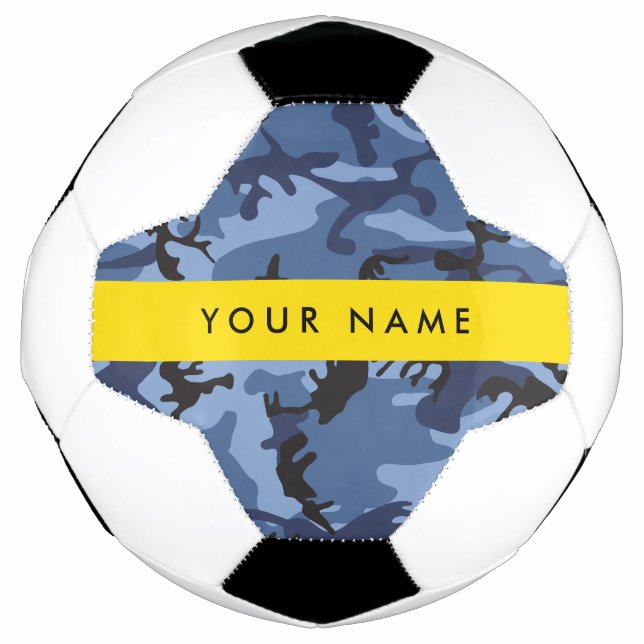 Balón De Fútbol Camuflaje azul marino Tu nombre Personaliza (Anverso)
