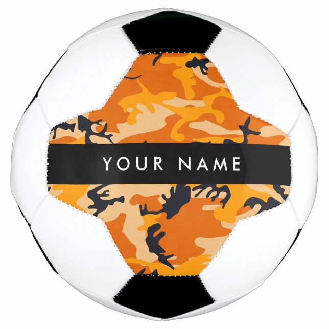 Balón De Fútbol Camuflaje naranja Su nombre Personaliza (Anverso)