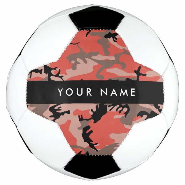 Balón De Fútbol Camuflaje rojo y marrón Tu nombre Personaliza (Anverso)
