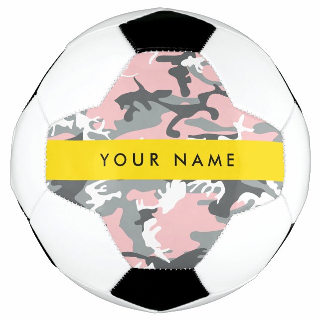 Balón De Fútbol Camuflaje rosa y gris Tu nombre Personaliza (Anverso)