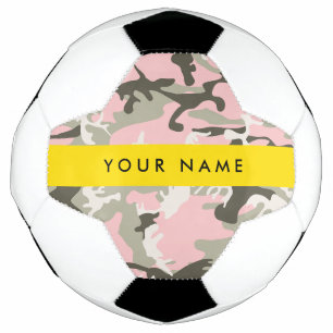 Balón De Fútbol Camuflaje rosa y verde Personaliza tu nombre