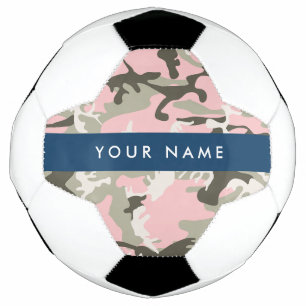 Balón De Fútbol Camuflaje rosa y verde Personaliza tu nombre