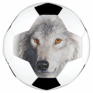 Balón De Fútbol Cara de lobo de madera gris
