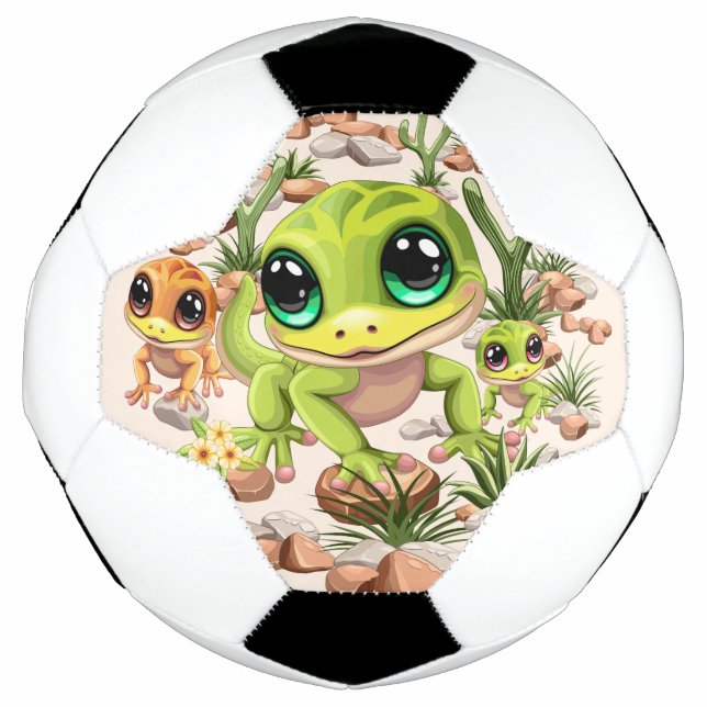 Balón De Fútbol Caracteres de dibujos animados de Baby Geckos Cute (Anverso)