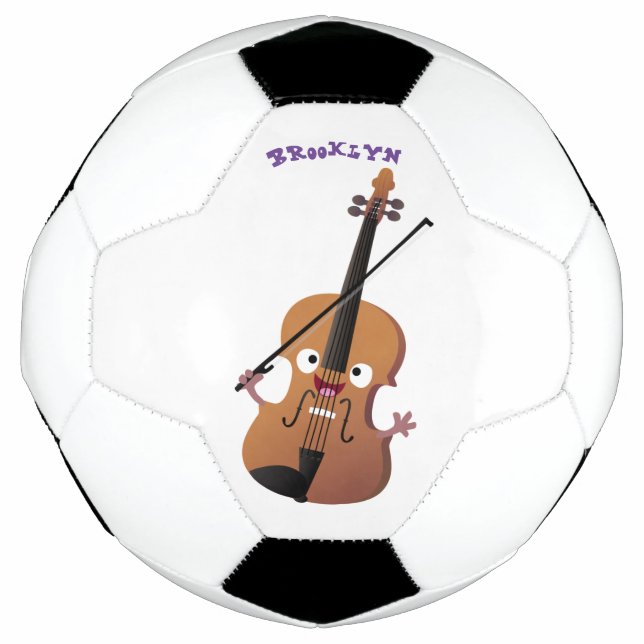 Balón De Fútbol Caricatura musical divertida en violín (Anverso)