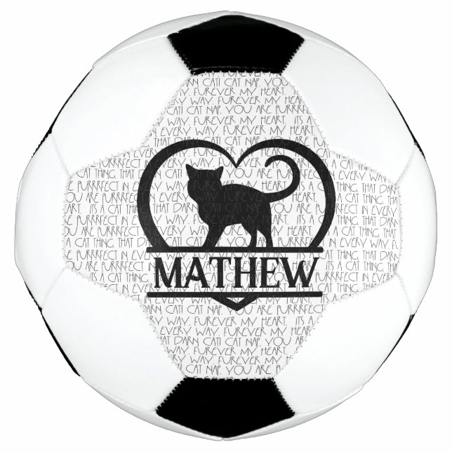 Balón De Fútbol Cat Sayings and Silhouette Heart Split Monogram (Anverso)