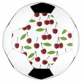 Balón De Fútbol Cerezo Rojo, Patrón De Cerezas, Hojas, Fruta