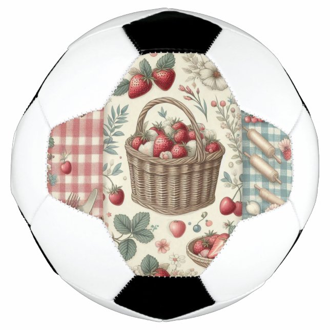 Balón De Fútbol Cesta de Frutas Gingham Diversión (Anverso)