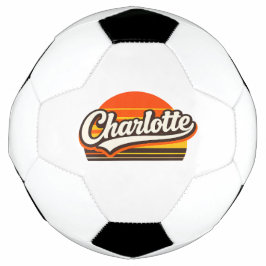 Balón De Fútbol Charlotte Retro Sunset Personalized Name Design