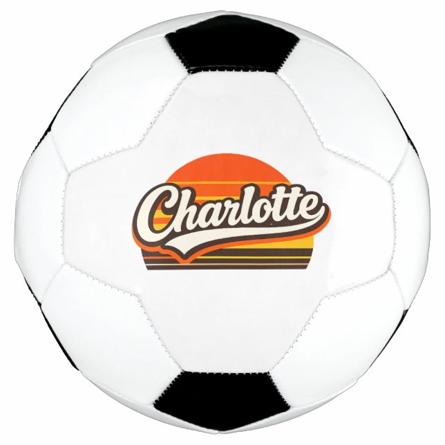 Balón De Fútbol Charlotte Retro Sunset Personalized Name Design (Anverso)