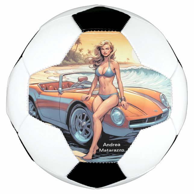 Balón De Fútbol Chica con coche deportivo (Anverso)
