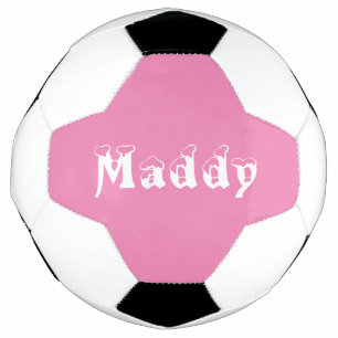 Balón De Fútbol Chica de fútbol blanco y rosa personalizado
