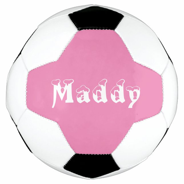 Balón De Fútbol Chica de fútbol blanco y rosa personalizado (Anverso)