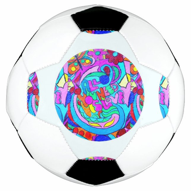 Balón De Fútbol circulo de amor hippie groovy (Anverso)