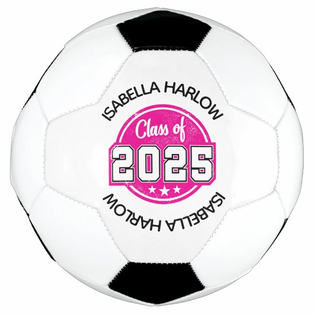 Balón De Fútbol Clase de nombre de graduado rosado 2025 (Anverso)