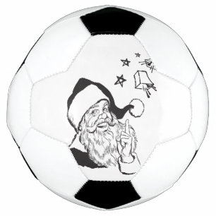Balón De Fútbol Clásica Clipart Santa Claus Black White Retro