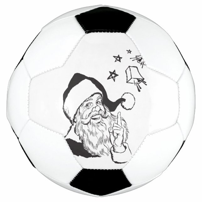 Balón De Fútbol Clásica Clipart Santa Claus Black White Retro (Anverso)