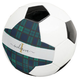 Balón De Fútbol Clásico Monograma de Escritura en Cuadros Tartán